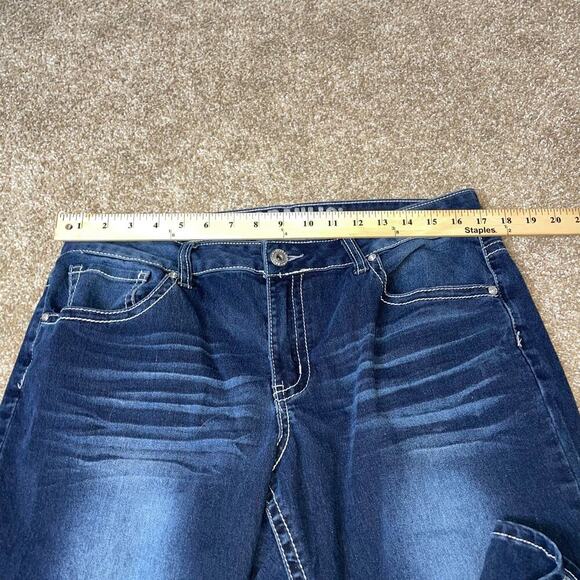 Hydrolic HYDRAULIC capri cropped denim jeans embellished pockets SZ 16 - Picture 5 of 8
